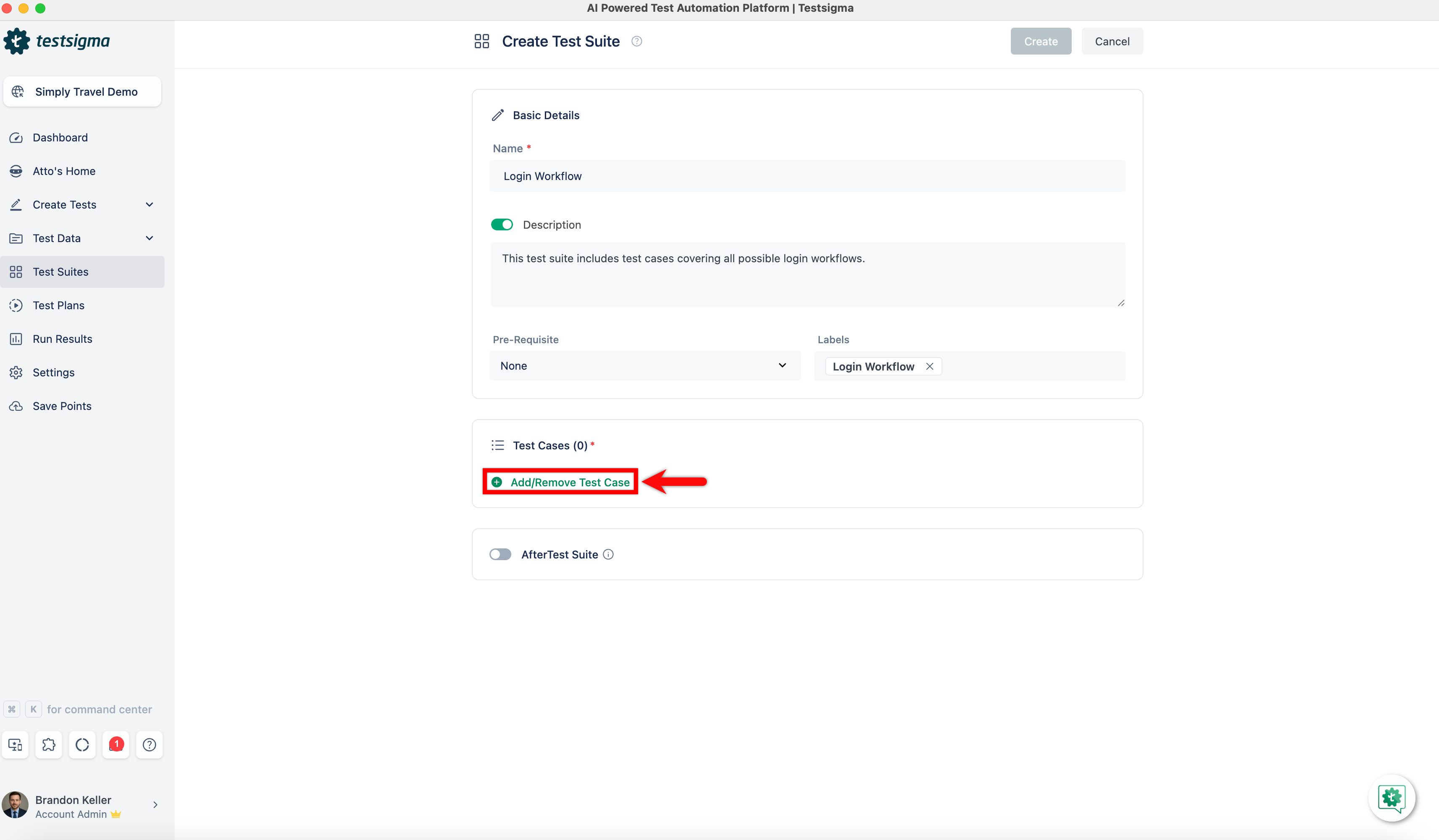 Add/Remove Test Cases