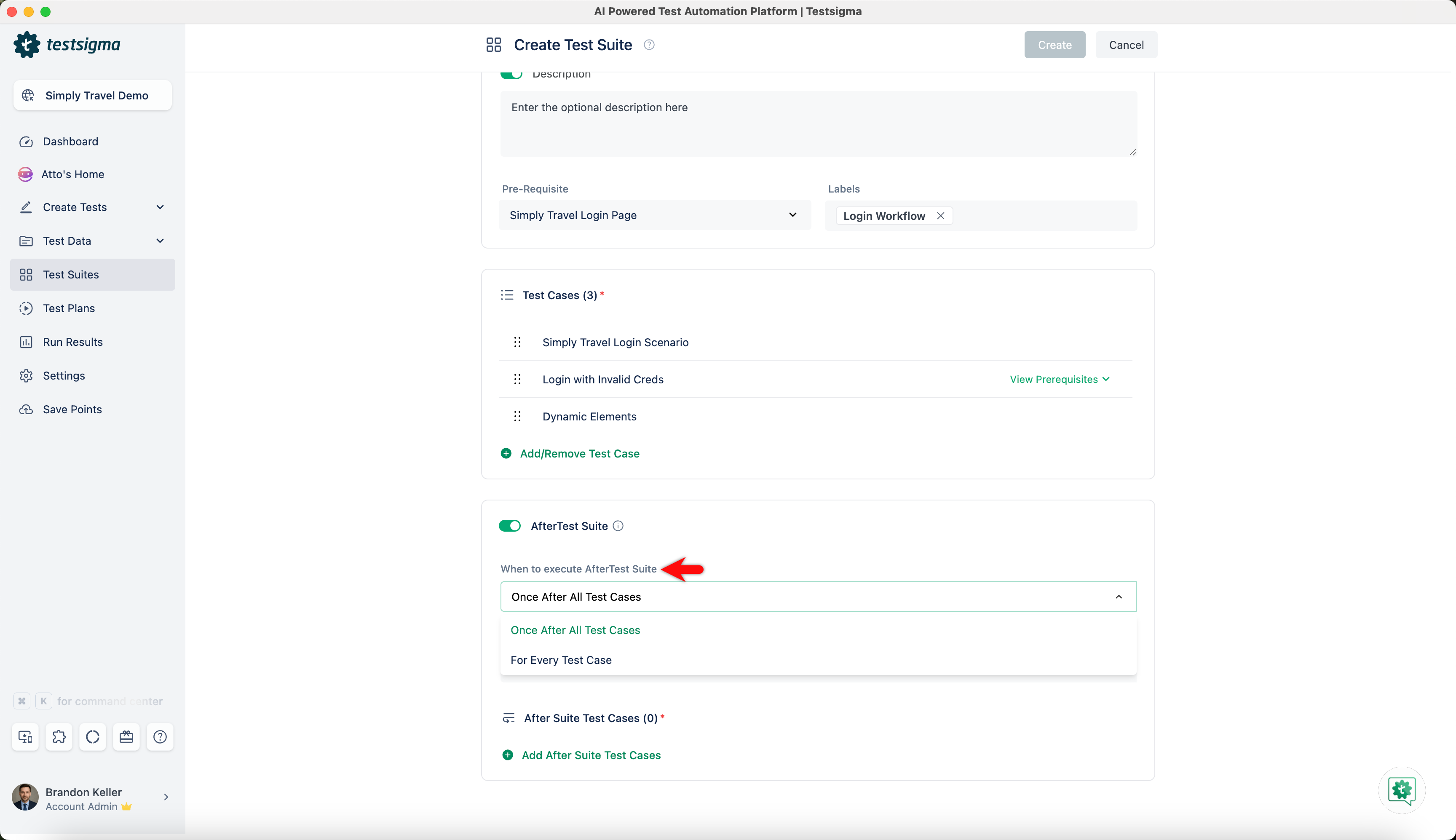 when to execute after test suite