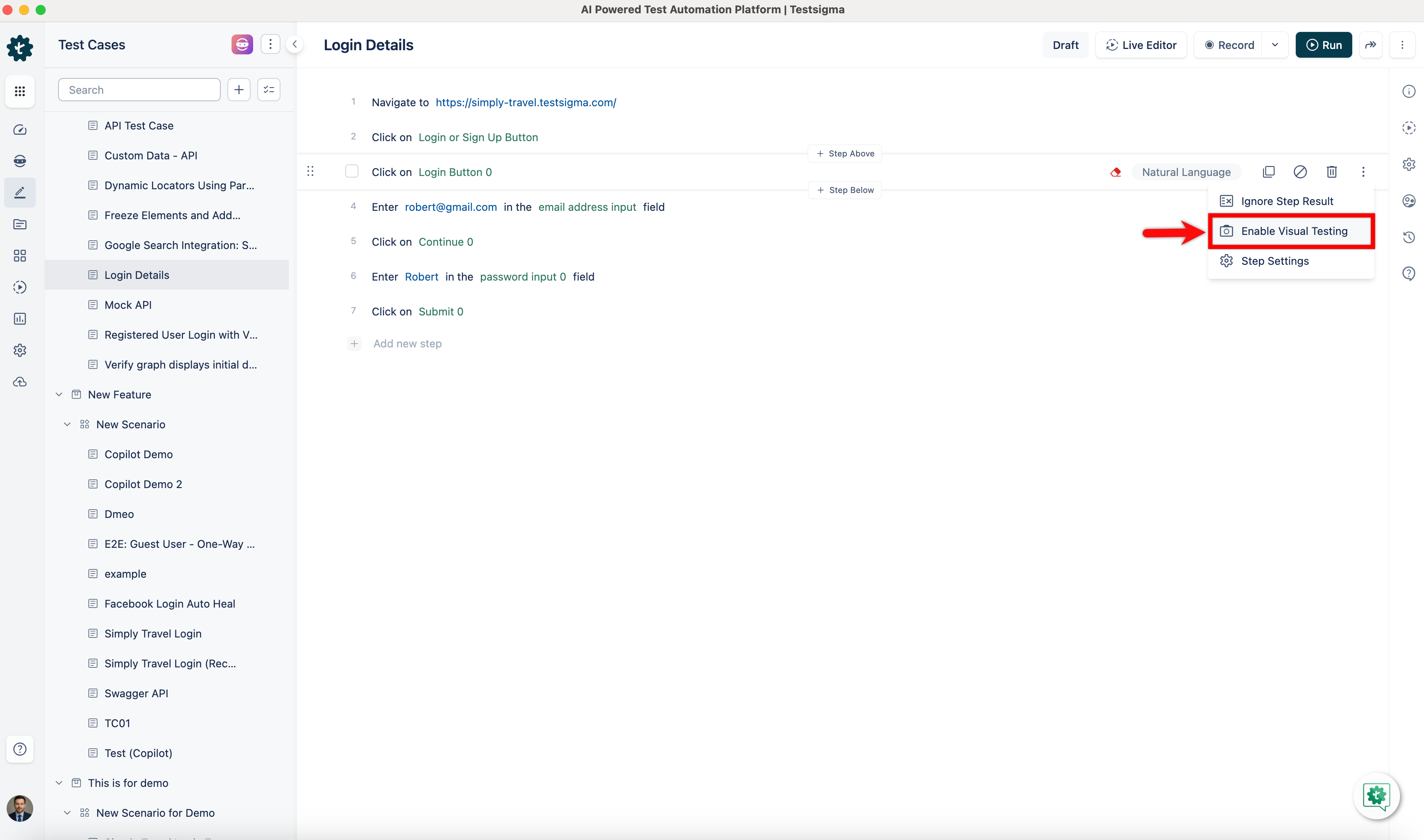 Enable Visual Testing