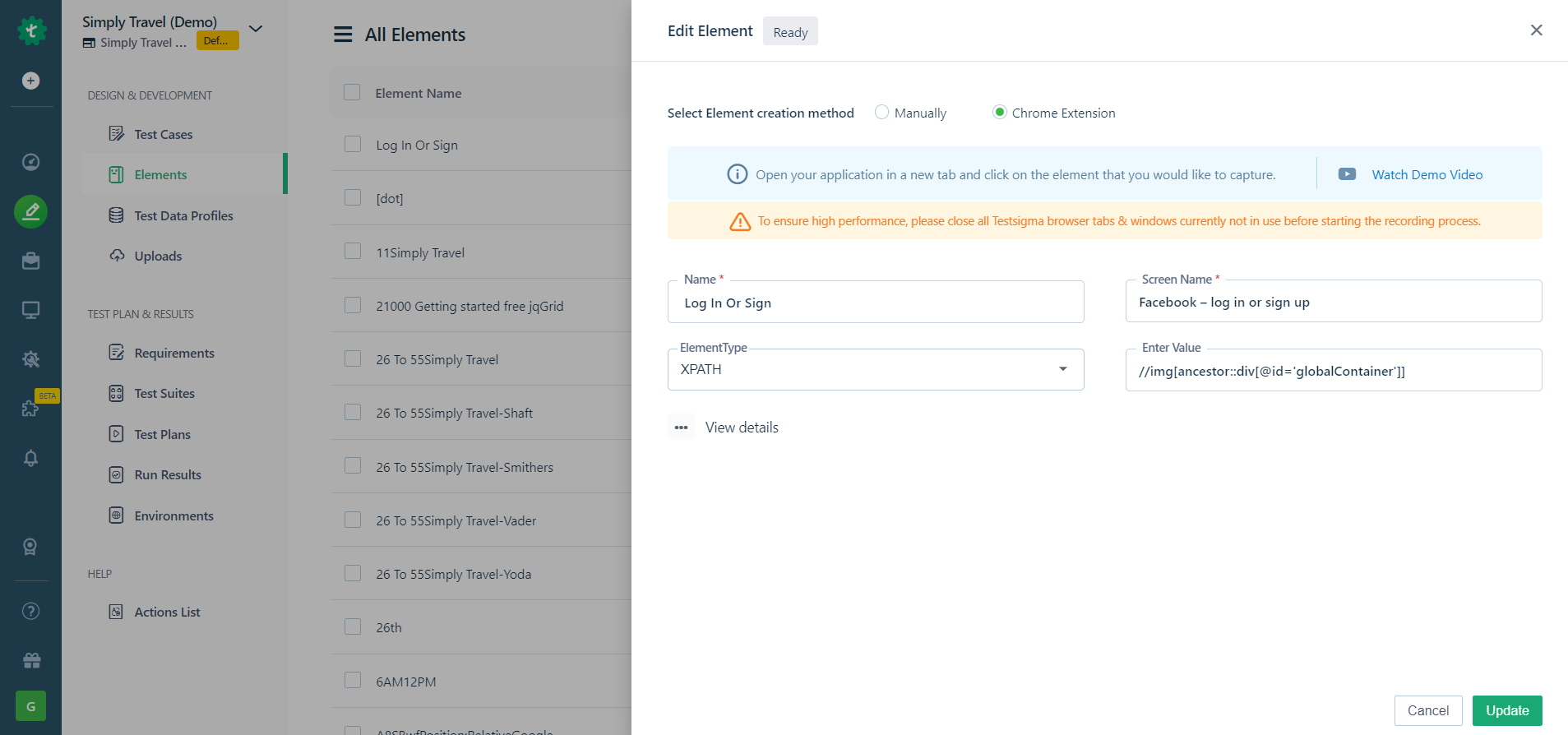 edit-UI-identifier-page-to-update-elements-in-Testsigma