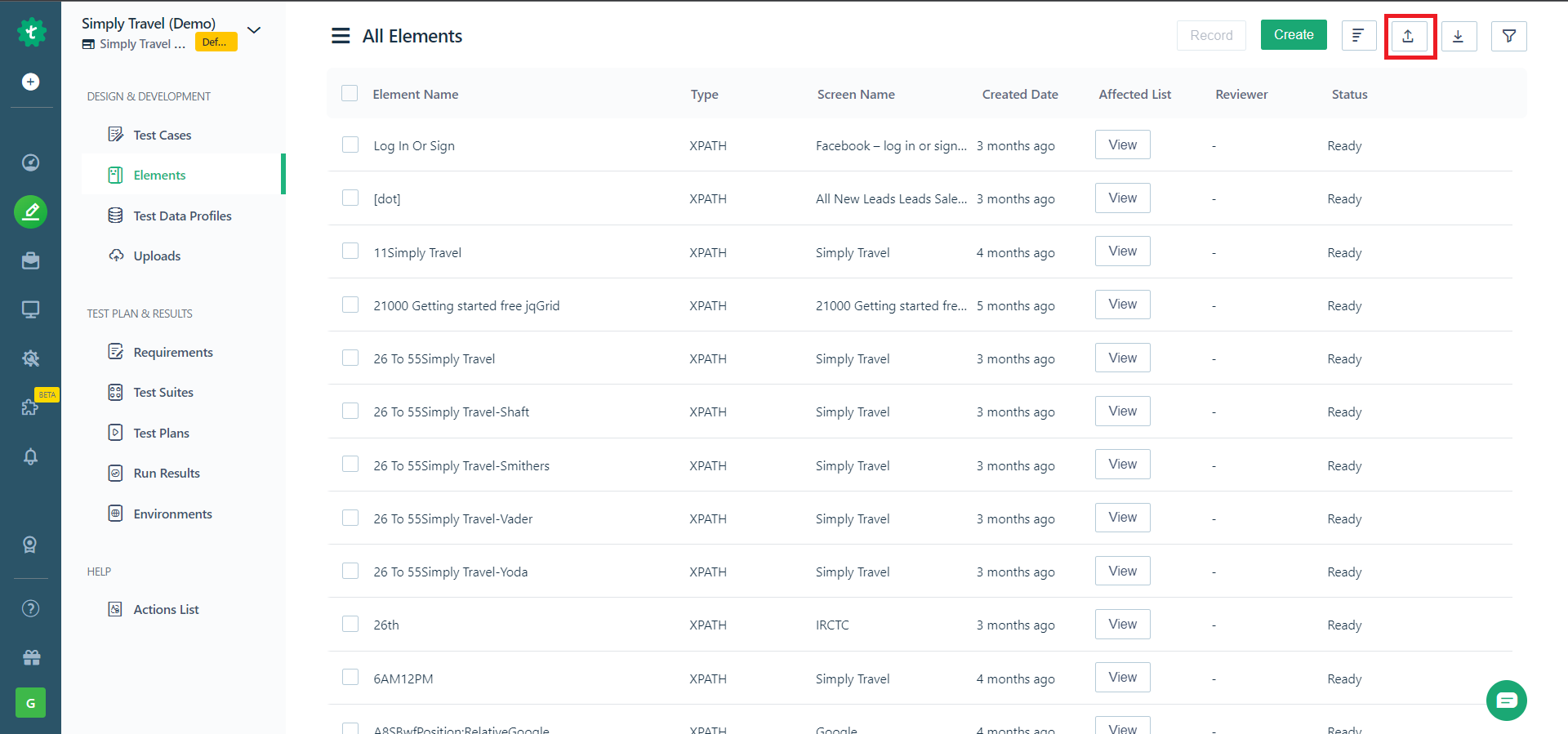 export-button-on-UI-identifier-page-to-update-elements-in-Testsigma