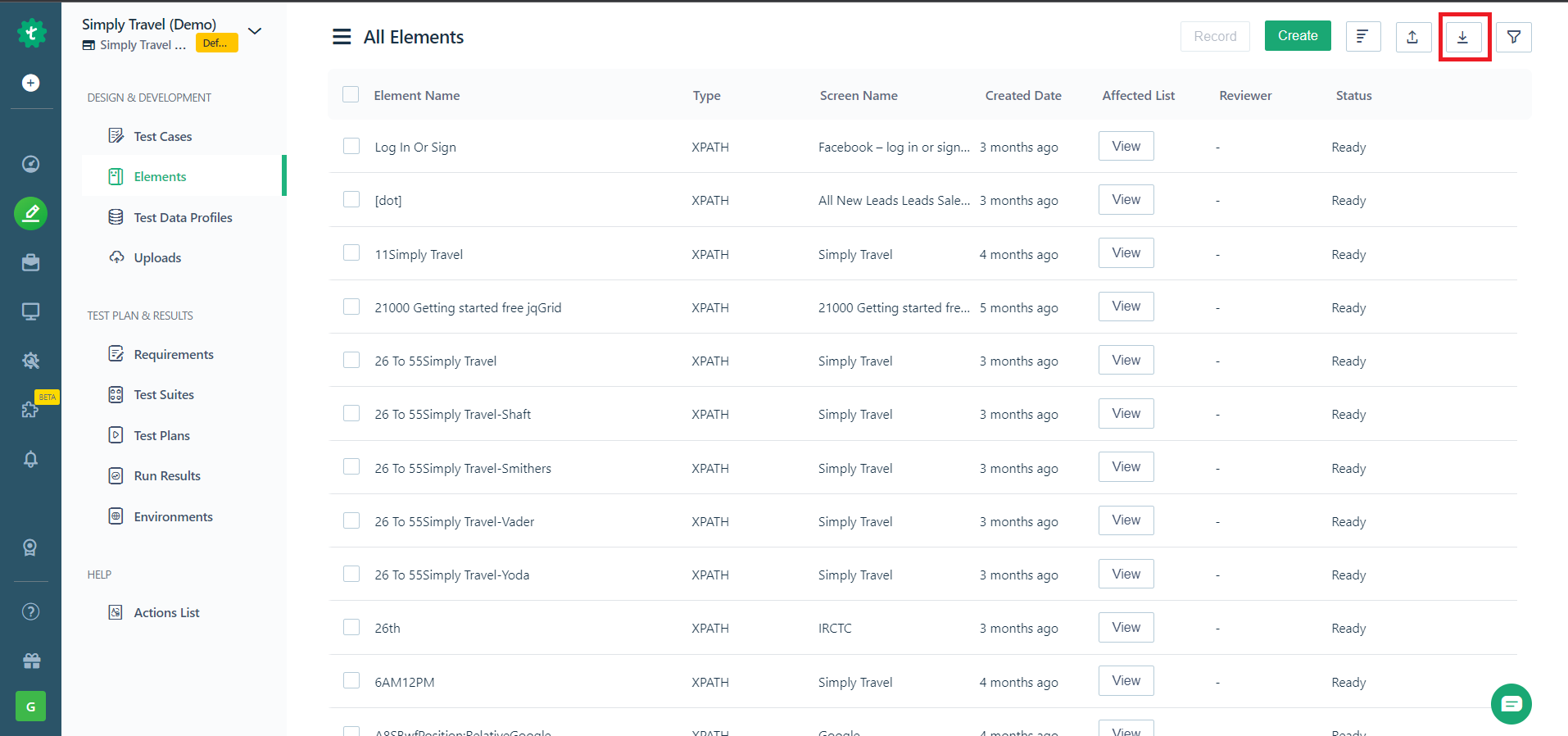 import-button-on-UI-identifier-page-to-update-elements-in-Testsigma