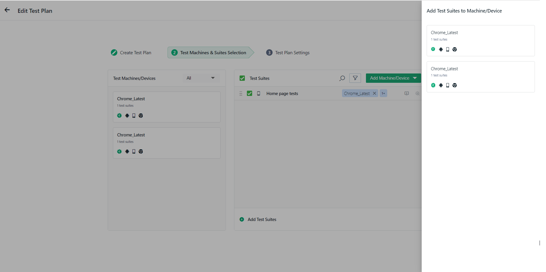 add test suites to machine
