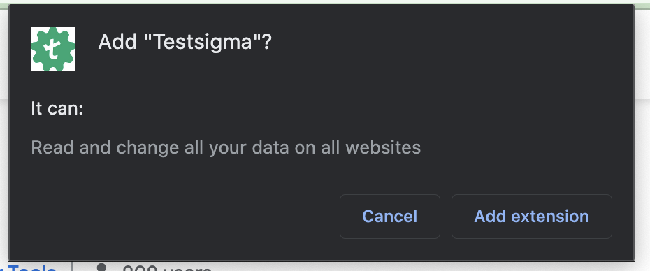 Add Testsigma question while chrome extension installation