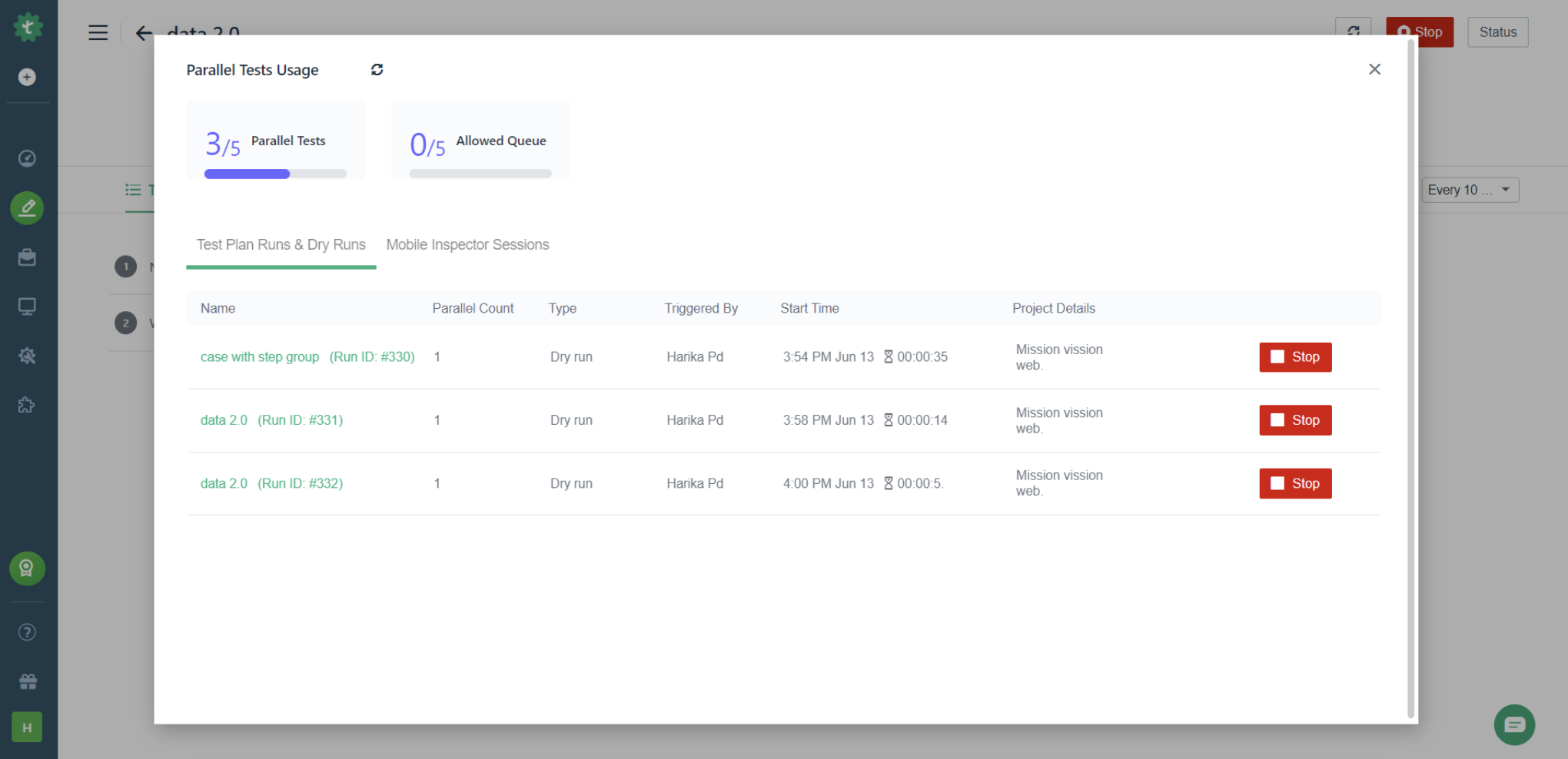 parallel tests usage