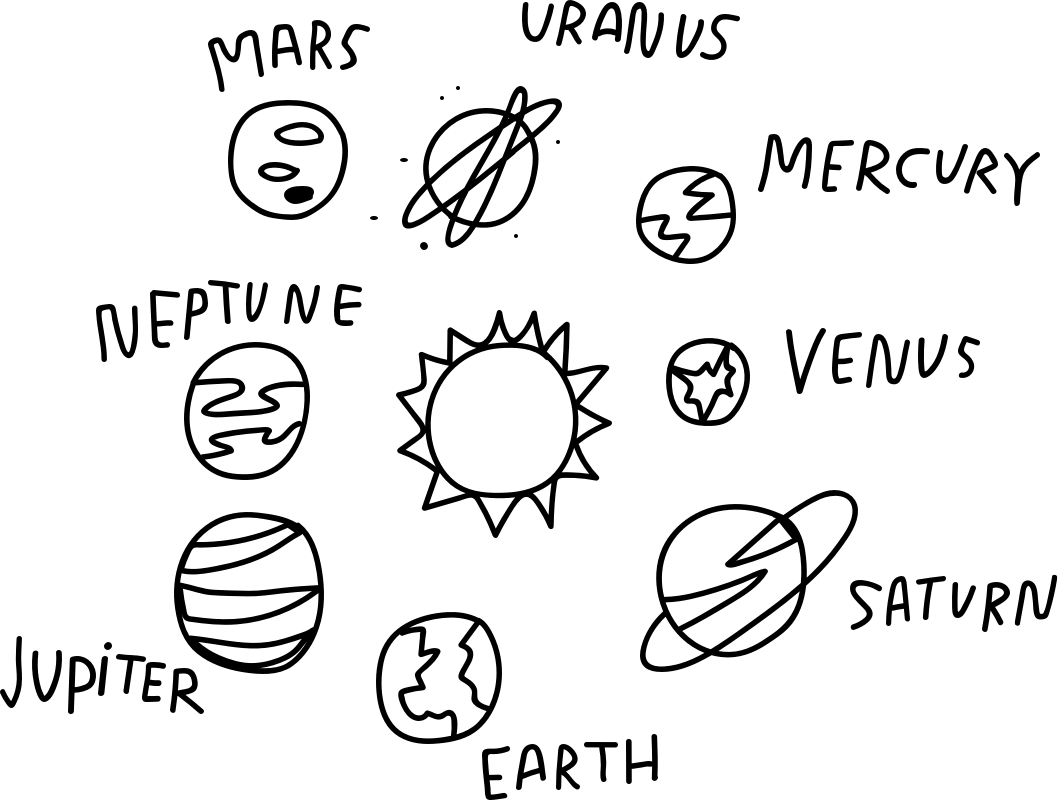 Illustration of the planets of the solar system
