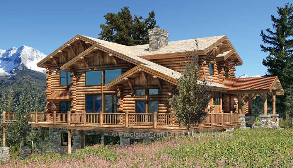 Boisean Log Home Plan by PrecisionCraft Log & Timber Homes