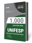 Capa Livro 1000 Questões Gabaritadas para UNIFESP - Assistente em Administração