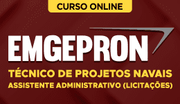 Capa Curso EMGEPRON 2026 - Técnico de Projetos Navais - Assistente Administrativo (Licitações)