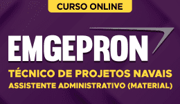 Capa Curso EMGEPRON 2026 - Técnico de Projetos Navais - Assistente Administrativo (Material)