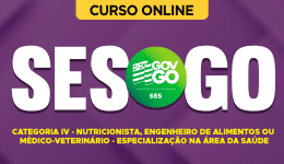 Capa Curso SES-GO 2026 - Categoria IV - Nutricionista, Engenheiro de Alimentos ou Médico-Veterinário - Especialização na Área da Saúde