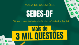 Capa Mapa de Questões Online - SEDES-DF - Técnico em Assistência Social - Cuidador Social - 3 Mil Questões