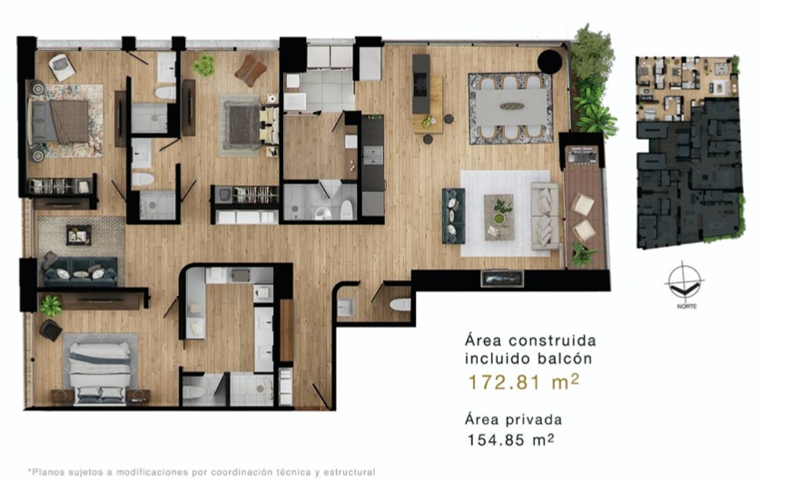 Apartamento de 3 alcobas en venta en La Cabrera, Bogotá, 172 m² · foto 11 de 20