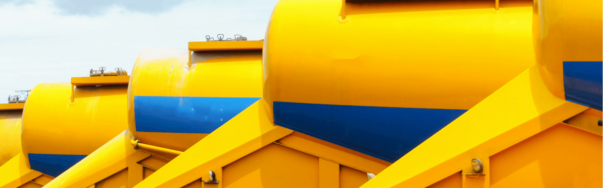 Row of yellow tankers