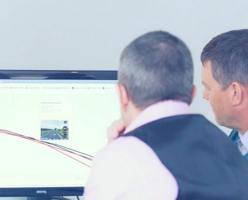Ian and Andrew looking at the street view option on our Simplytrak tracking system