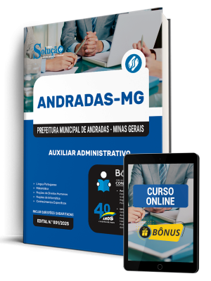 Apostila Prefeitura de Andradas-MG 2026 - Auxiliar Administrativo