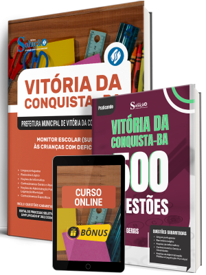 Combo Prefeitura de Vitória da Conquista - BA 2026 - Monitor Escolar (Suporte às Crianças com Deficiência)