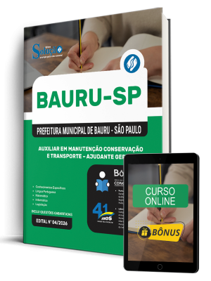 Apostila Prefeitura de Bauru - SP 2026 - Auxiliar em Manutenção Conservação e Transporte - Ajudante Geral
