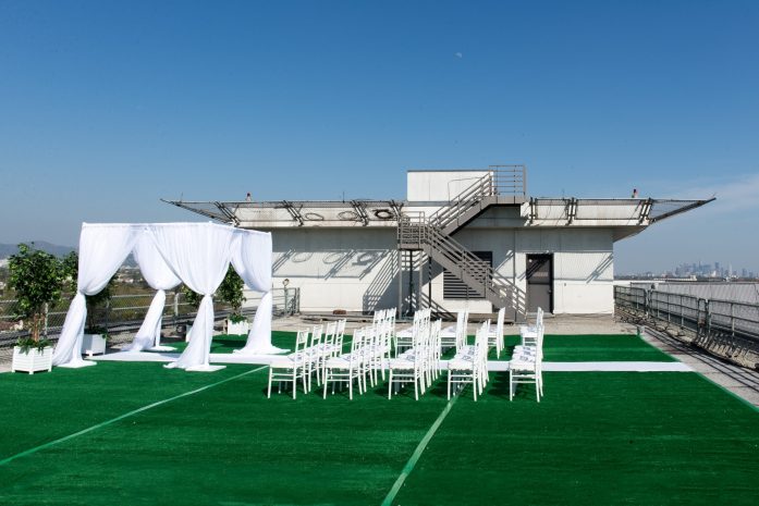 Photo of the Helipad setup for a wedding