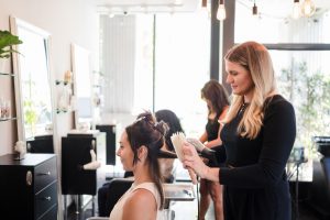 Photo of hair being styled at the salon