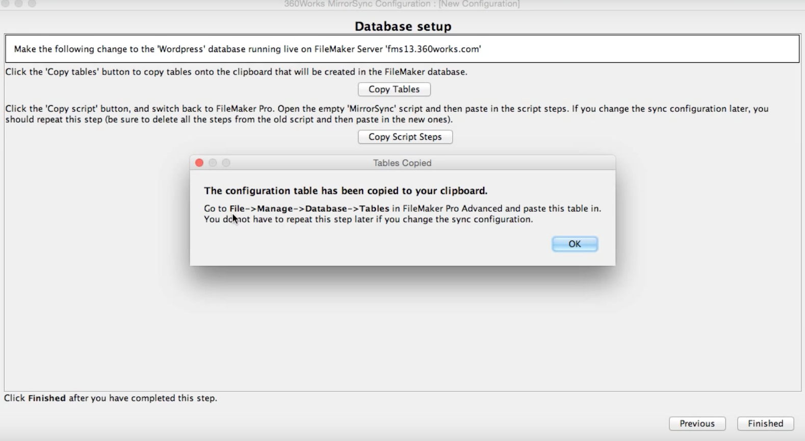 FileMaker Database Setup. Copy to your clipboard and paste.