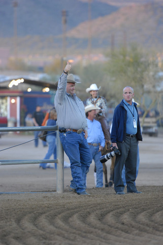 	 2010 ARHA Celebrity Slide  - Brian Welman giving a thumbs up to his rider Eric Krichten.