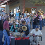  	 2010 ARHA Celebrity Slide  - Crowd lined up for the BBQ dinner.