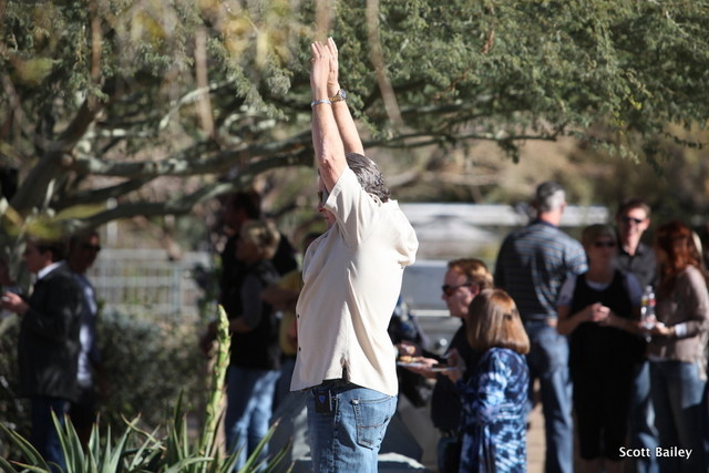 Greg doing his Yoga stretch before the presentation.... has to get in form :-)
