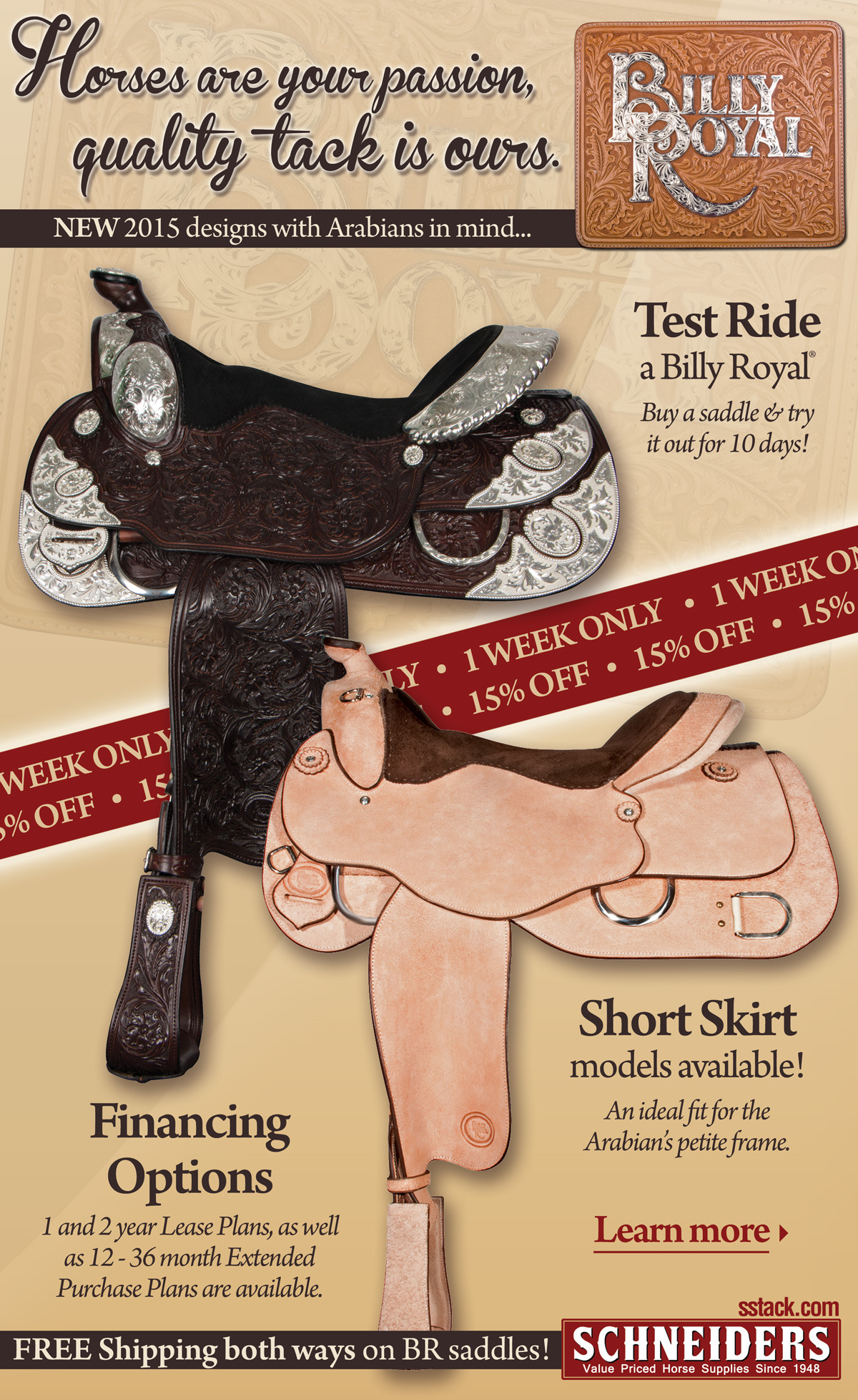 1 Week Only! Saddle Sale from Billy Royal!