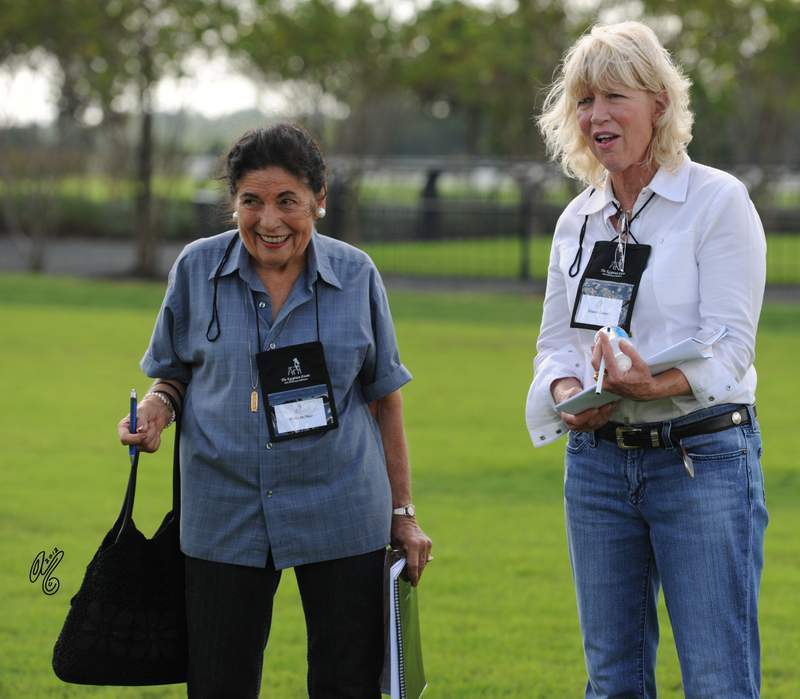 In groups, learning about Judging from a show ring perspective: Rhita McNair and Shawn Crews
