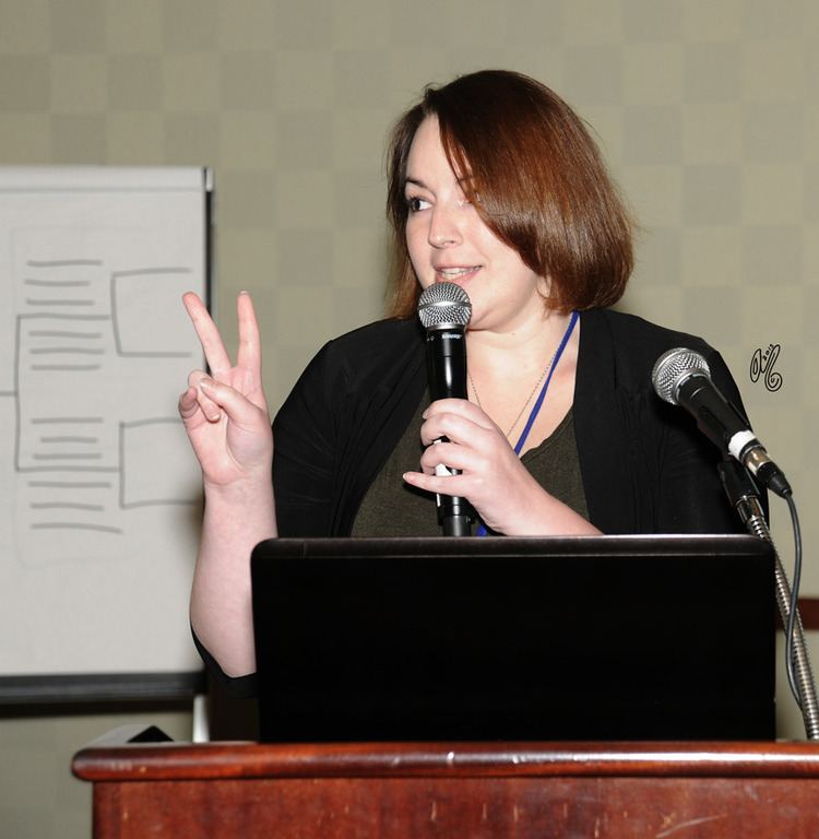 The group breeding exercises: Augusta Hammock presenting her group's choices for the second generation