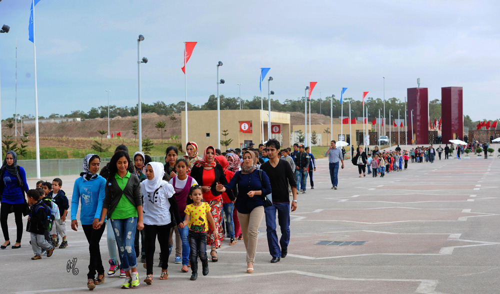 Single file rows of children everywhere!