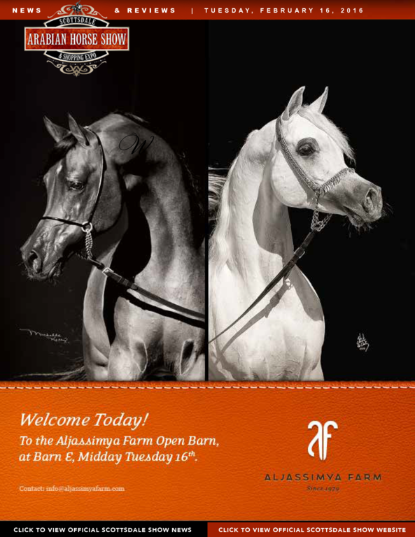 Scottsdale Arabian Horse Show News for Tuesday, February 16, 2016