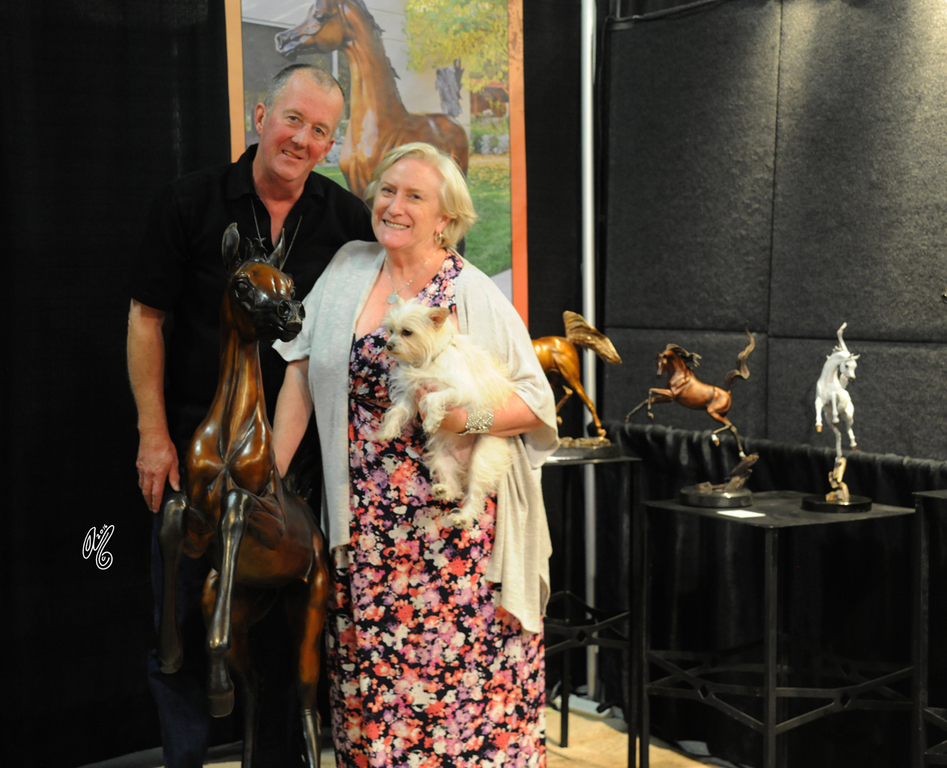 Commercial Exhibitor: J Anne Butler of J Anne Butler Figurative Bronze Sculptures and Paintings with her husband Ray