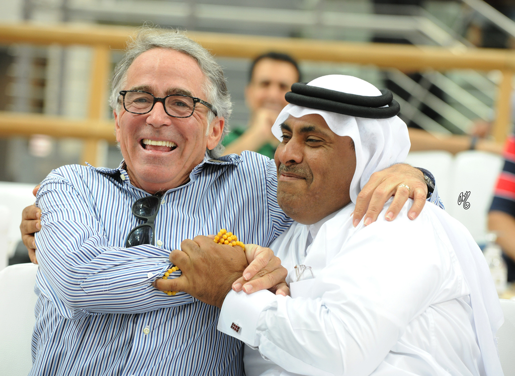 2016 Qatar International Arabian Horse Show: Michael Byatt and Sheikh Hamad...photo by Lisa Abraham