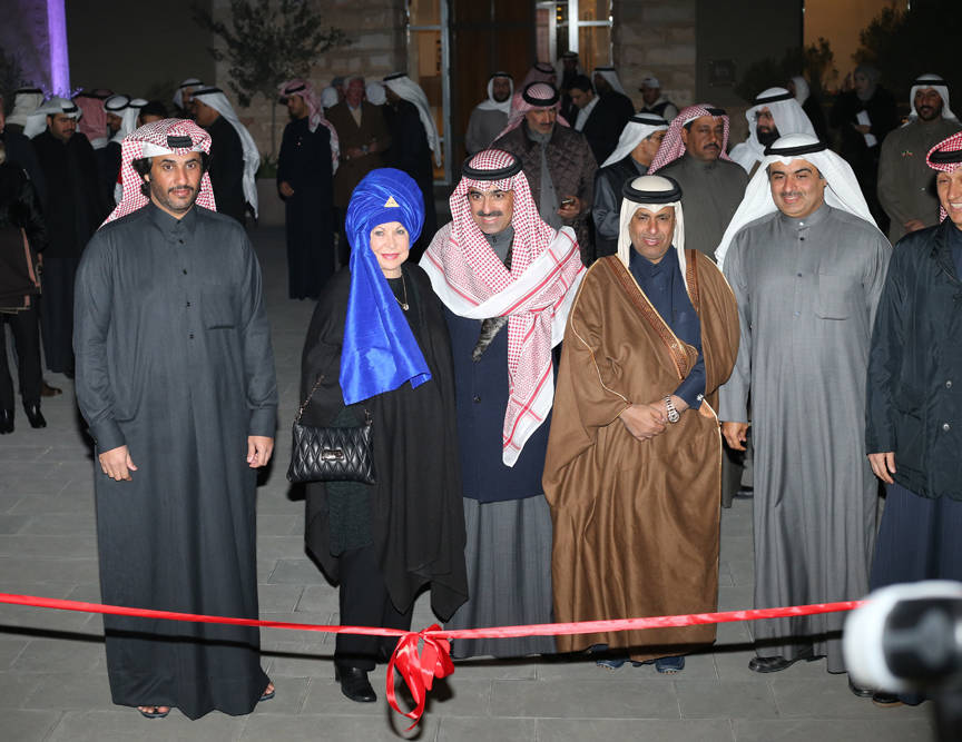 Judith Forbis,  Mohammed J. Al Marzouq and Sheikh Hamad bin Ali Al Thani opening the Ansata Hejazi Exhibition. Staff photo