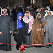 Judith Forbis,  Mohammed J. Al Marzouq and Sheikh Hamad bin Ali Al Thani opening the Ansata Hejazi Exhibition. Staff photo