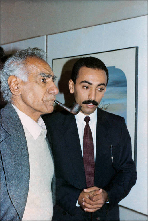 Ali Almimar with his teacher, the famous Iraqi artist Fa’ik Hassan