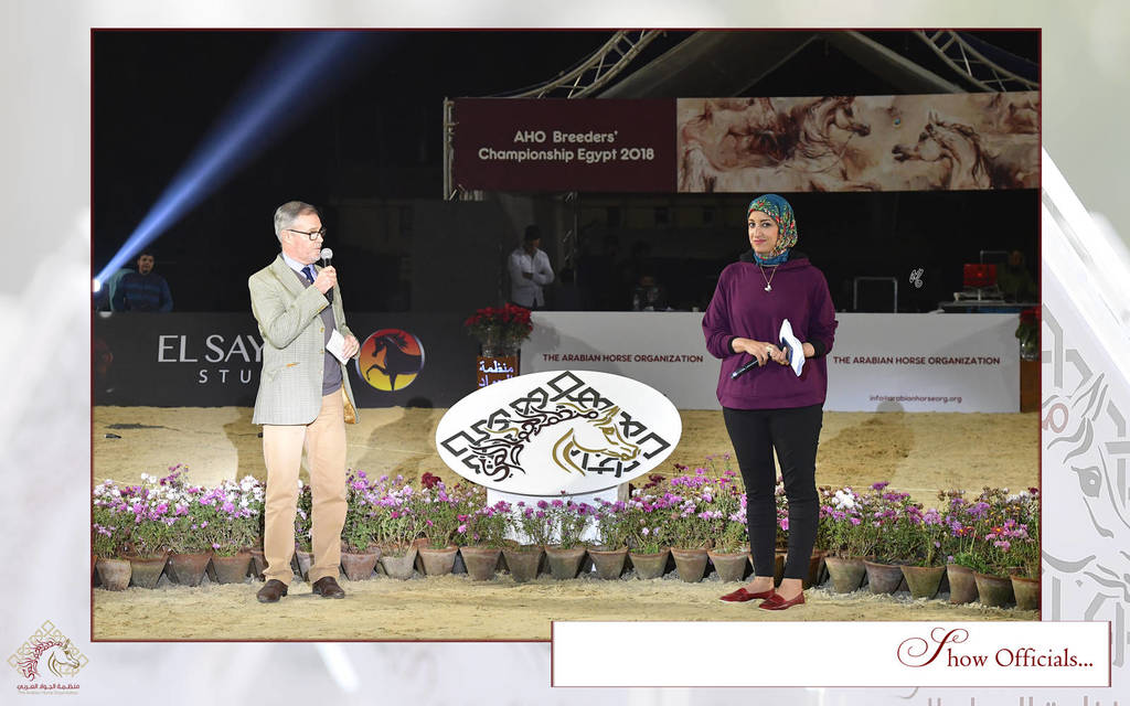 Announcers Guy de Fontaines (France) and Omnia El Sherief (Egypt)