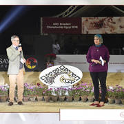 Announcers Guy de Fontaines (France) and Omnia El Sherief (Egypt)