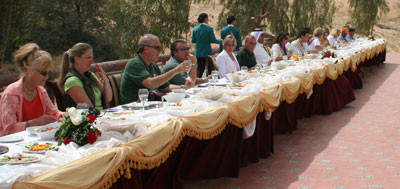 Dubai Day 6 - Now is the is the way to see a horse presentation,enjoying an amazing feast while seeing the beautiful horses owned bySheikh Abdullah and Sheikh Mohammed 
