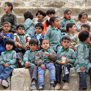 Jerash - A group of school children visiting the city 