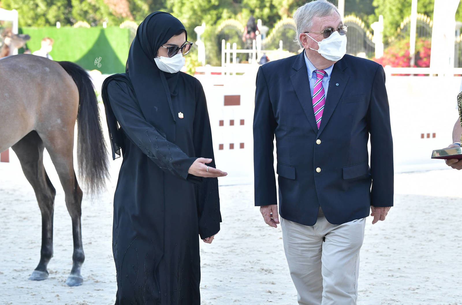 Mrs. Hamda Alkhajeh and Mr. Peter Pond (President of the World Arabian Horse Organization ~ WAHO)