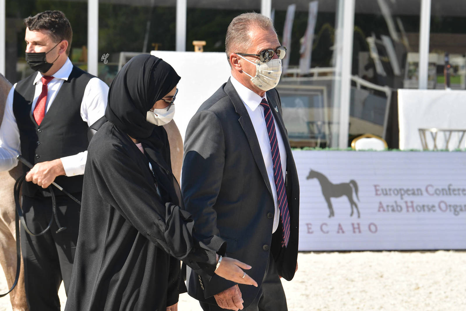 Mrs. Hamda Alkhajeh (Events Administrator at Emirates Arabian Horse Society ~EAHS) and Mr. Kim Elliot (General Director of the Abu Dhabi Equestrian Club)