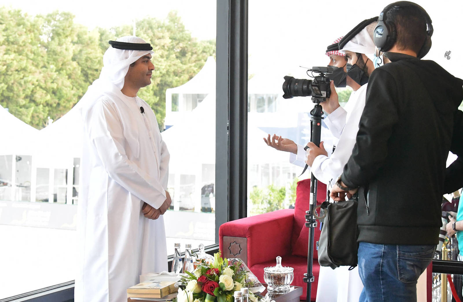 H.E. Mohammed Ahmed Alharbi, General Director of the Emirates Arabian Horse Society, being interviewed by International Media.