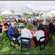Luncheon in Anne Marie's backyard; one of Christie's five sisters 