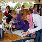 Viewing Shai memorabilia and visiting with friends  