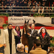ABHA Palma - World Champion ABHA Palma with farm manager Bruce and Karin McCrea and HH Prince Abdullah bin Fahad Al Saud of Saudi Arabia and breeder Marieta Salas