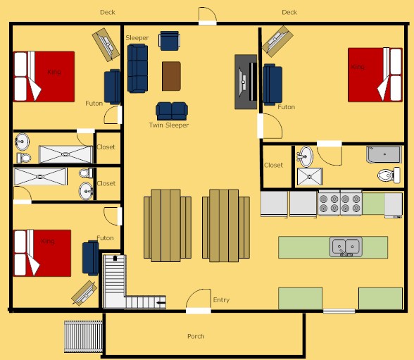 Pigeon Cabin Legacy Mansion 12 Bedroom Sleeps 58