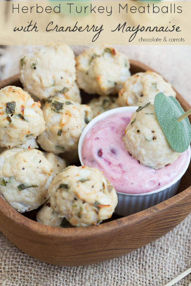 Herbed Turkey Meatballs with Cranberry Mayonnaise